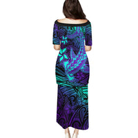 Purple Polynesian Family Matching Puletasi Dress and Hawaiian Shirt Tribal Hammerhead Shark LT14 - Polynesian Pride