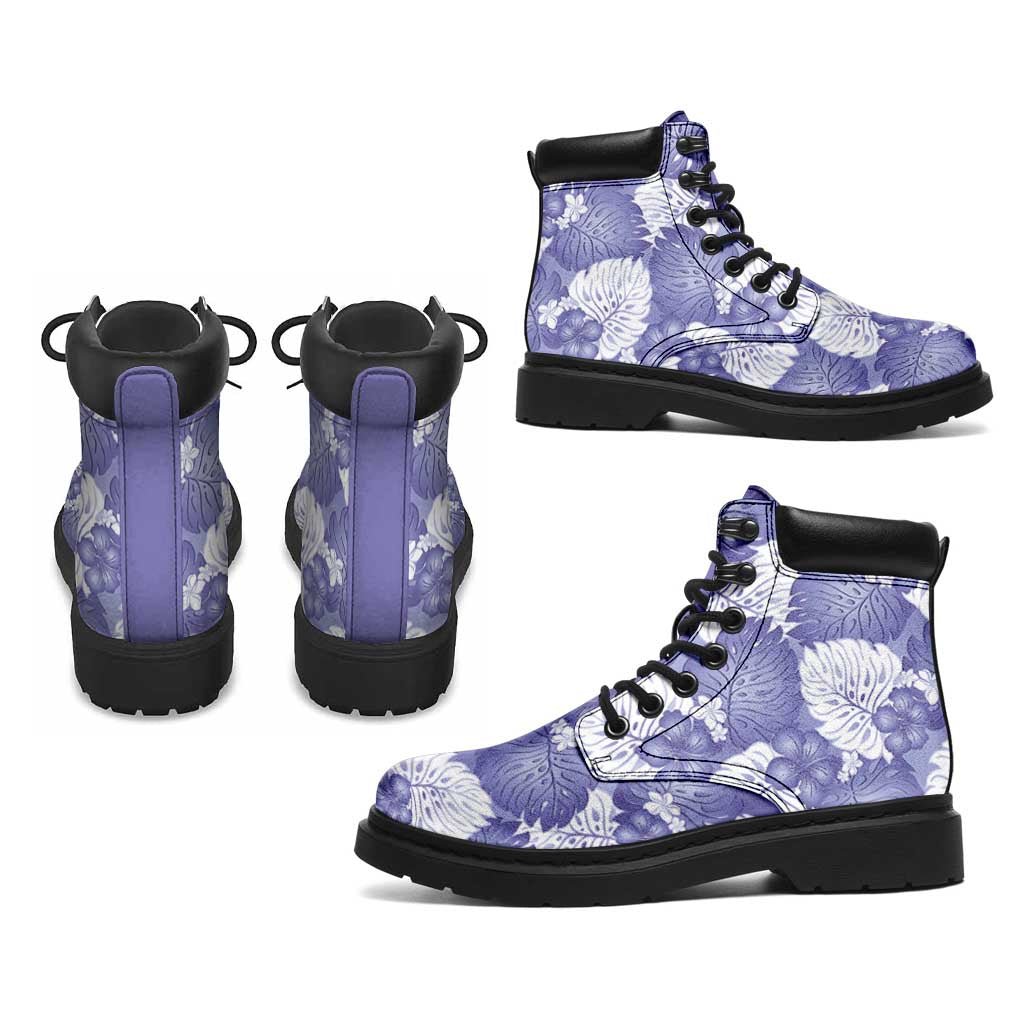 Purple Aloha Hawaii All Season Boots Monstera Hibiscus Plumeria Seamless Vibes - Polynesian Pride