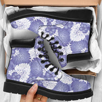 Purple Aloha Hawaii All Season Boots Monstera Hibiscus Plumeria Seamless Vibes - Polynesian Pride