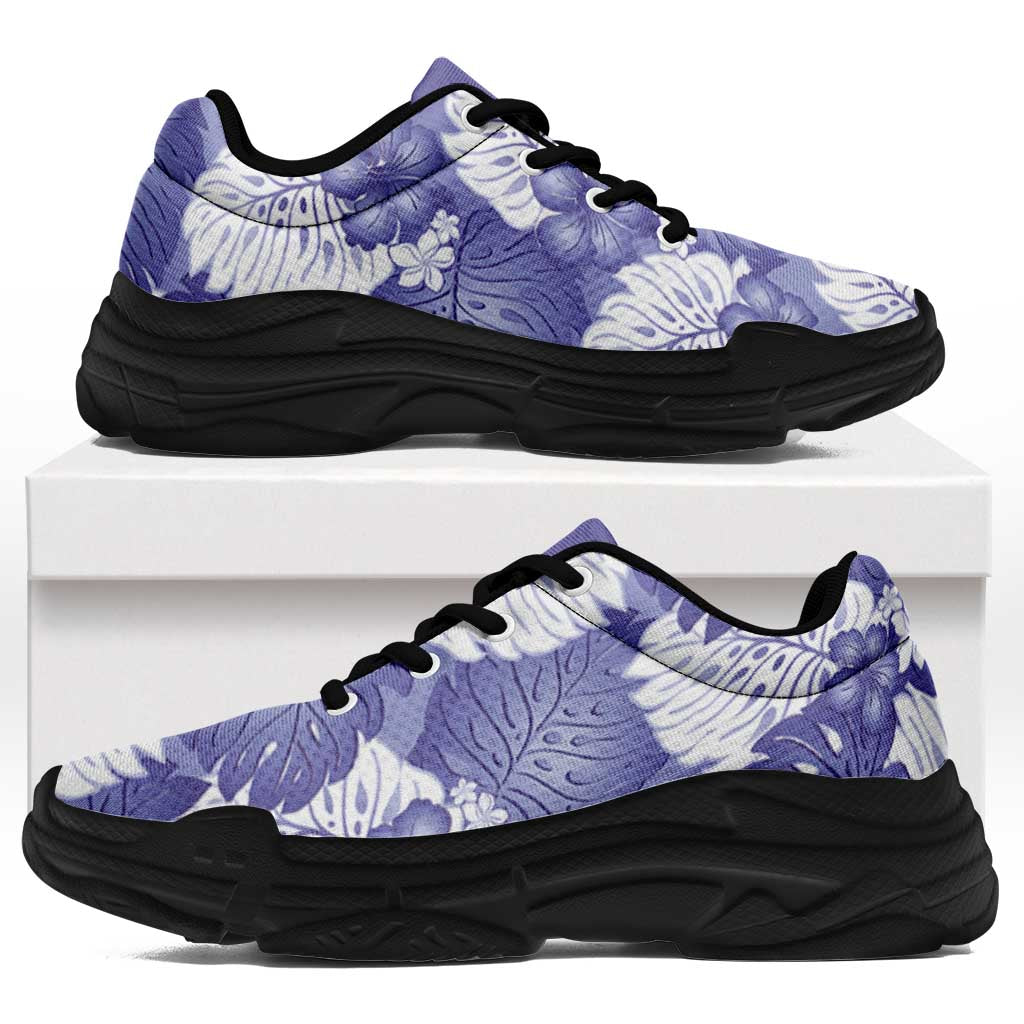 Purple Aloha Hawaii Chunky Sneakers Monstera Hibiscus Plumeria Seamless Vibes LT14 Purple - Polynesian Pride
