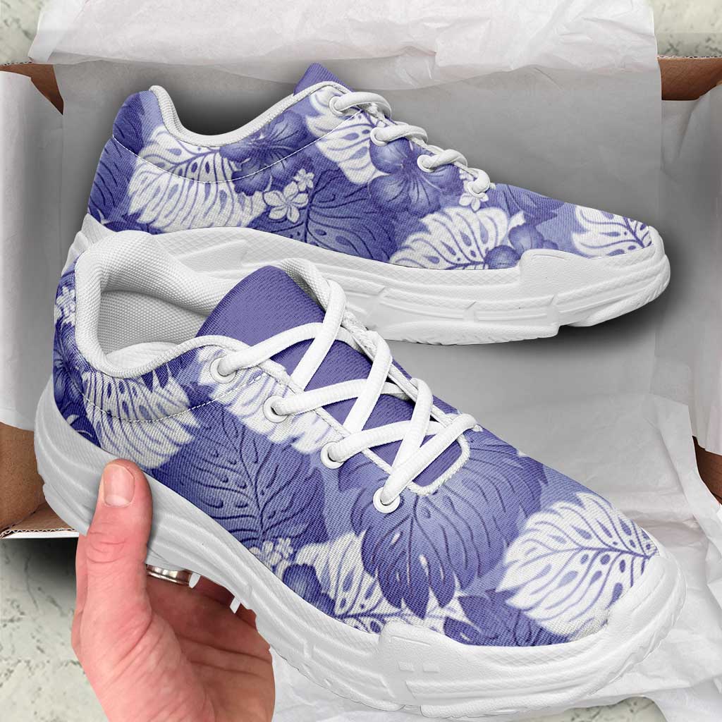 Purple Aloha Hawaii Chunky Sneakers Monstera Hibiscus Plumeria Seamless Vibes LT14 - Polynesian Pride