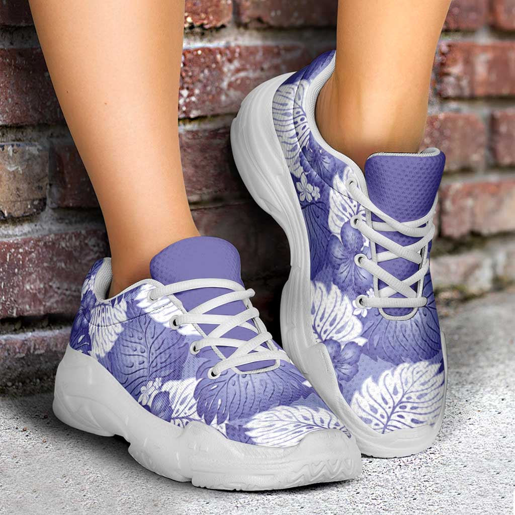 Purple Aloha Hawaii Chunky Sneakers Monstera Hibiscus Plumeria Seamless Vibes LT14 - Polynesian Pride