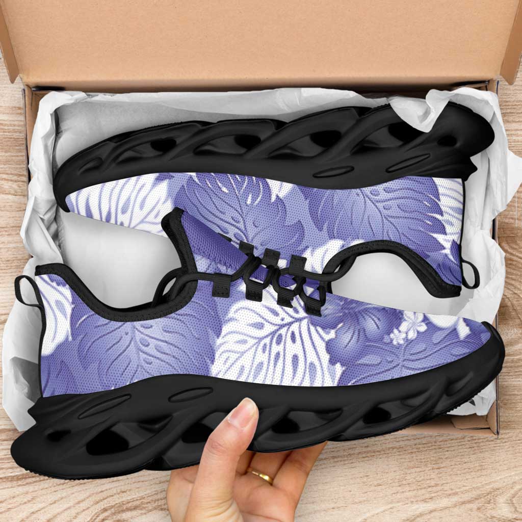 Purple Aloha Hawaii Clunky Sneakers Monstera Hibiscus Plumeria Seamless Vibes - Polynesian Pride