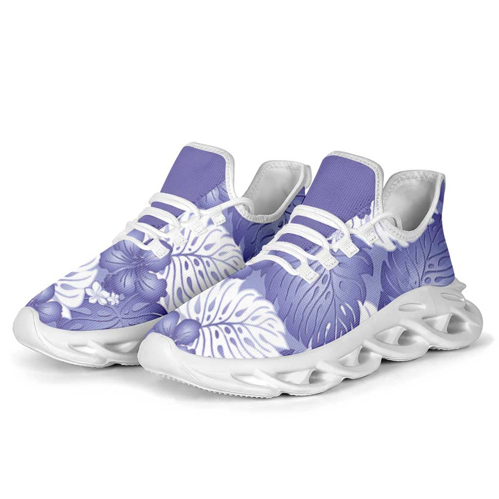 Purple Aloha Hawaii Clunky Sneakers Monstera Hibiscus Plumeria Seamless Vibes - Polynesian Pride