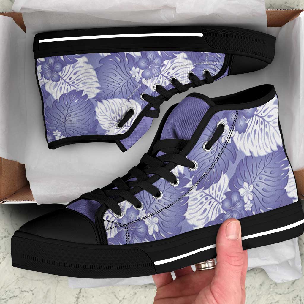 Purple Aloha Hawaii High Top Shoes Monstera Hibiscus Plumeria Seamless  Vibes