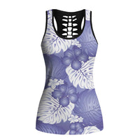 Purple Aloha Hawaii Hollow Tank Top Monstera Hibiscus Plumeria Seamless Vibes LT14 Female Purple - Polynesian Pride