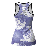 Purple Aloha Hawaii Hollow Tank Top Monstera Hibiscus Plumeria Seamless Vibes LT14 - Polynesian Pride