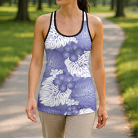 Purple Aloha Hawaii Hollow Tank Top Monstera Hibiscus Plumeria Seamless Vibes LT14 - Polynesian Pride