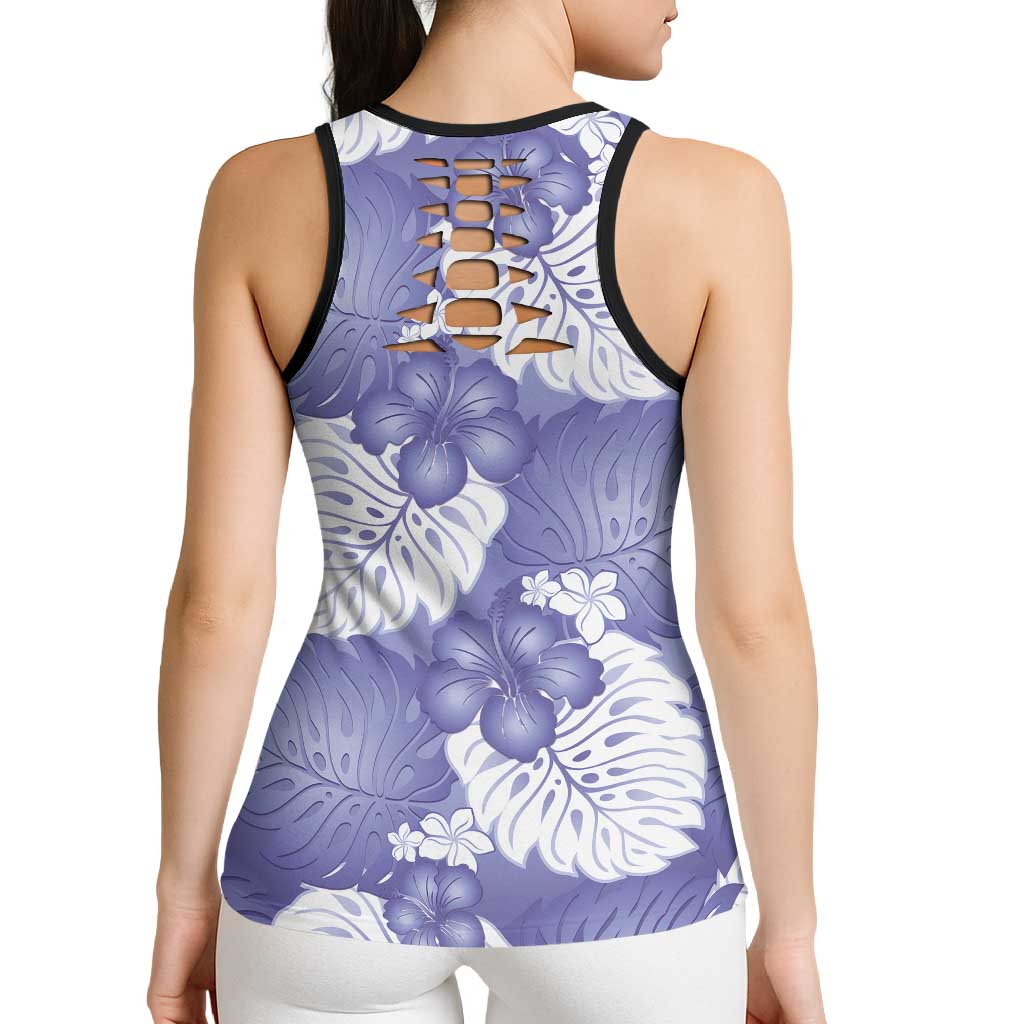 Purple Aloha Hawaii Hollow Tank Top Monstera Hibiscus Plumeria Seamless Vibes LT14 - Polynesian Pride