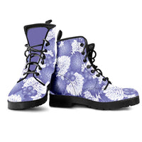 Purple Aloha Hawaii Leather Boots Monstera Hibiscus Plumeria Seamless Vibes - Polynesian Pride