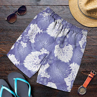 Purple Aloha Hawaii Shorts for Men Monstera Hibiscus Plumeria Seamless Vibes - Polynesian Pride