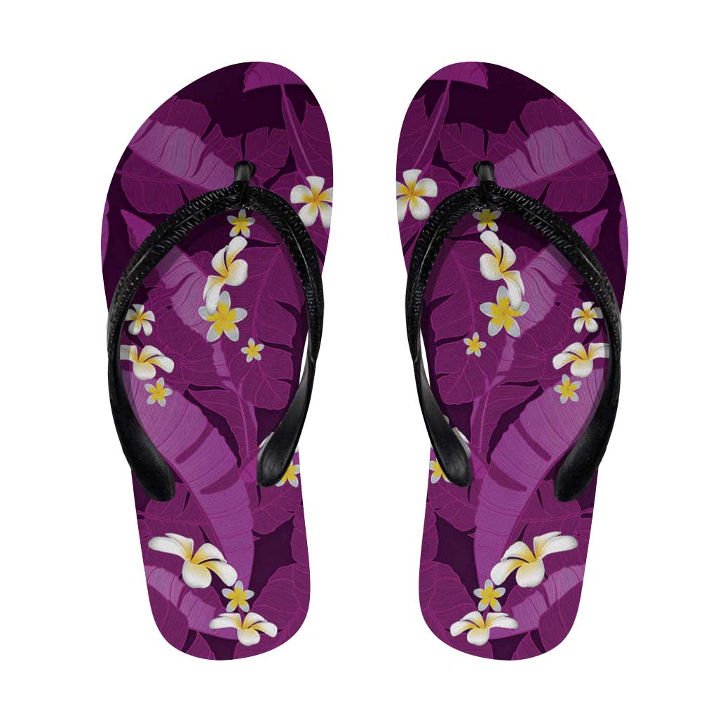 Purple Banana Leaf Hawaii Flip Flops Lau Maia Plumeria Tropical Summer Vibes