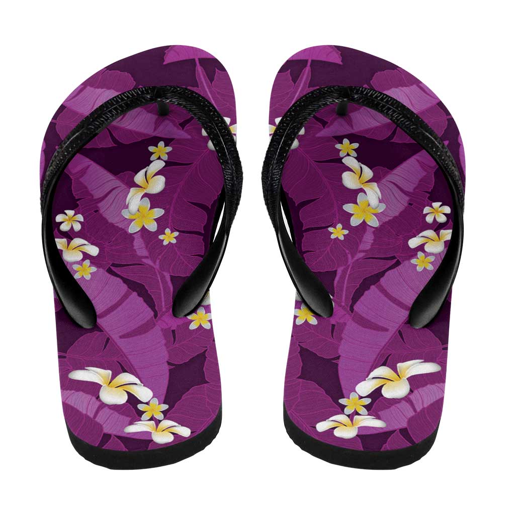 Purple Banana Leaf Hawaii Flip Flops Lau Maia Plumeria Tropical Summer Vibes