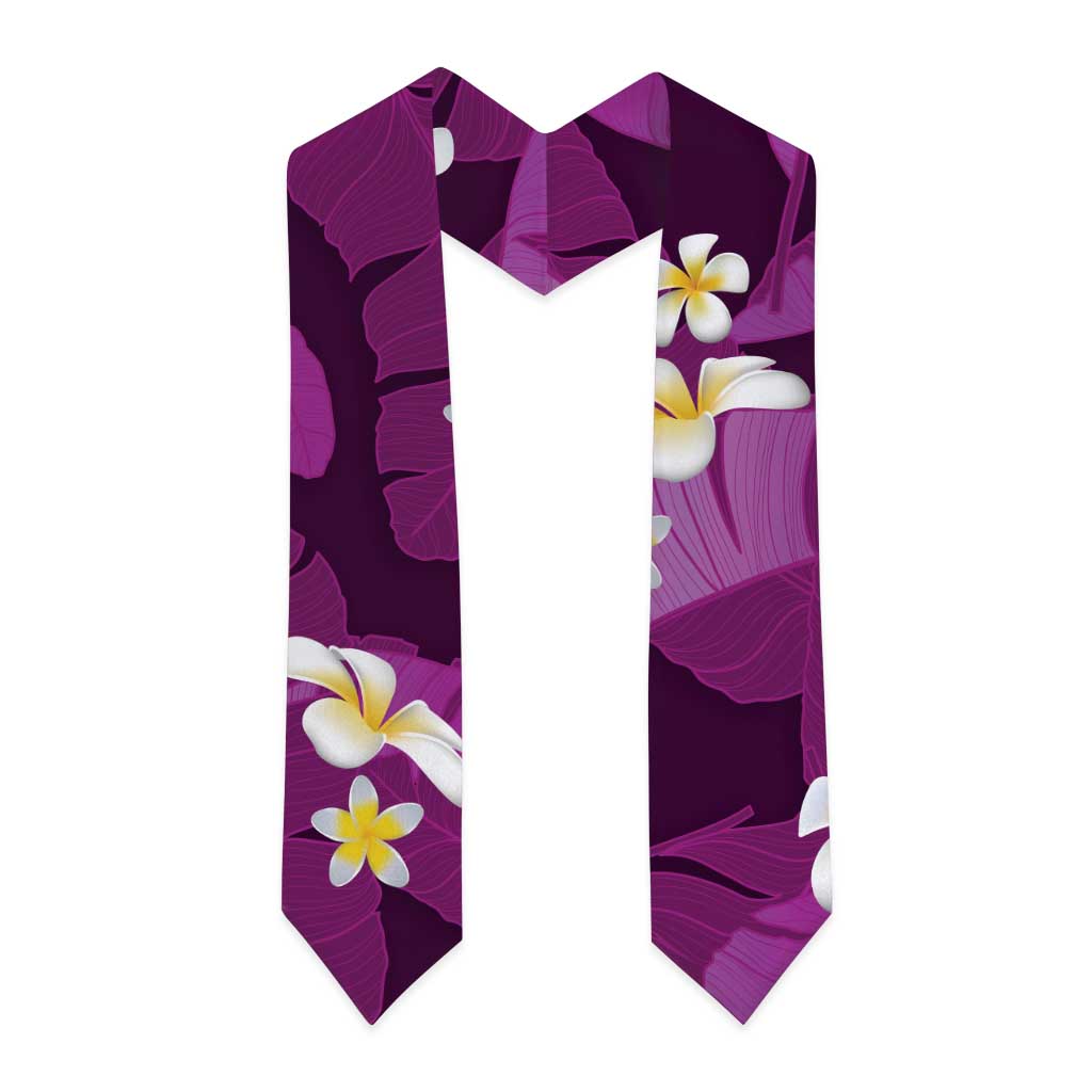 Purple Banana Leaf Hawaii Graduation Stole Lau Maia Plumeria Tropical Summer Vibes