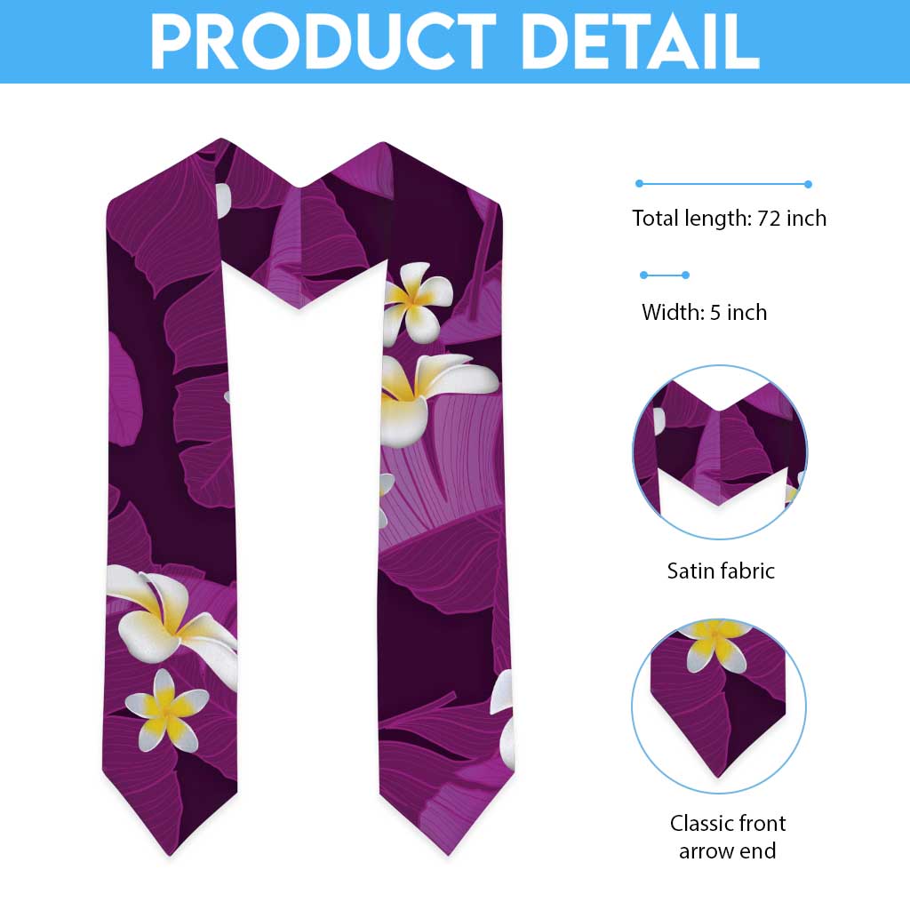 Purple Banana Leaf Hawaii Graduation Stole Lau Maia Plumeria Tropical Summer Vibes