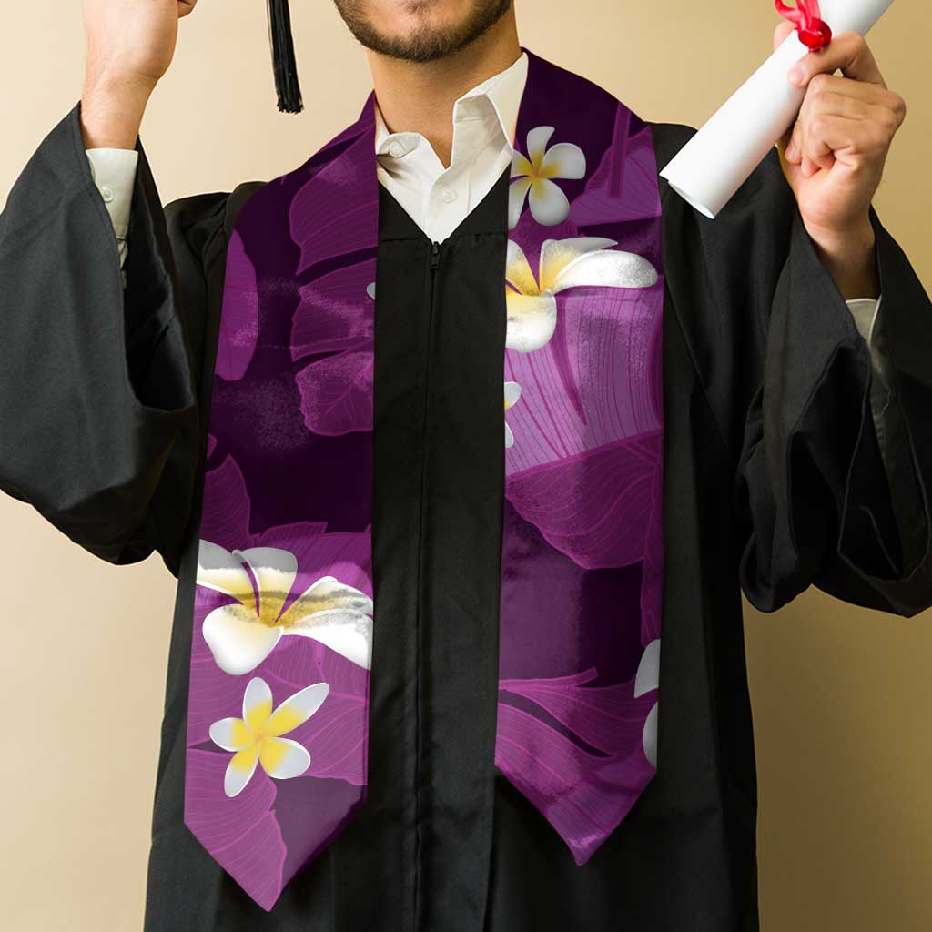 Purple Banana Leaf Hawaii Graduation Stole Lau Maia Plumeria Tropical Summer Vibes