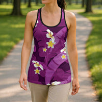 Purple Banana Leaf Hawaii Hollow Tank Top Lau Maia Plumeria Tropical Summer Vibes