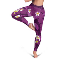 Purple Banana Leaf Hawaii Leggings Lau Maia Plumeria Tropical Summer Vibes