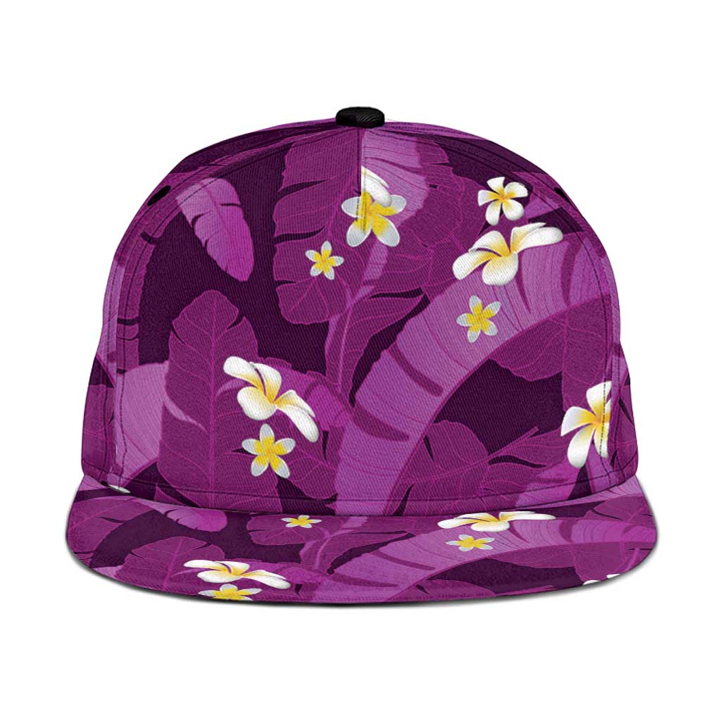 Purple Banana Leaf Hawaii Snapback Cap Lau Maia Plumeria Tropical Summer Vibes