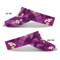 Purple Banana Leaf Hawaii Sun Visor Cap Lau Maia Plumeria Tropical Summer Vibes