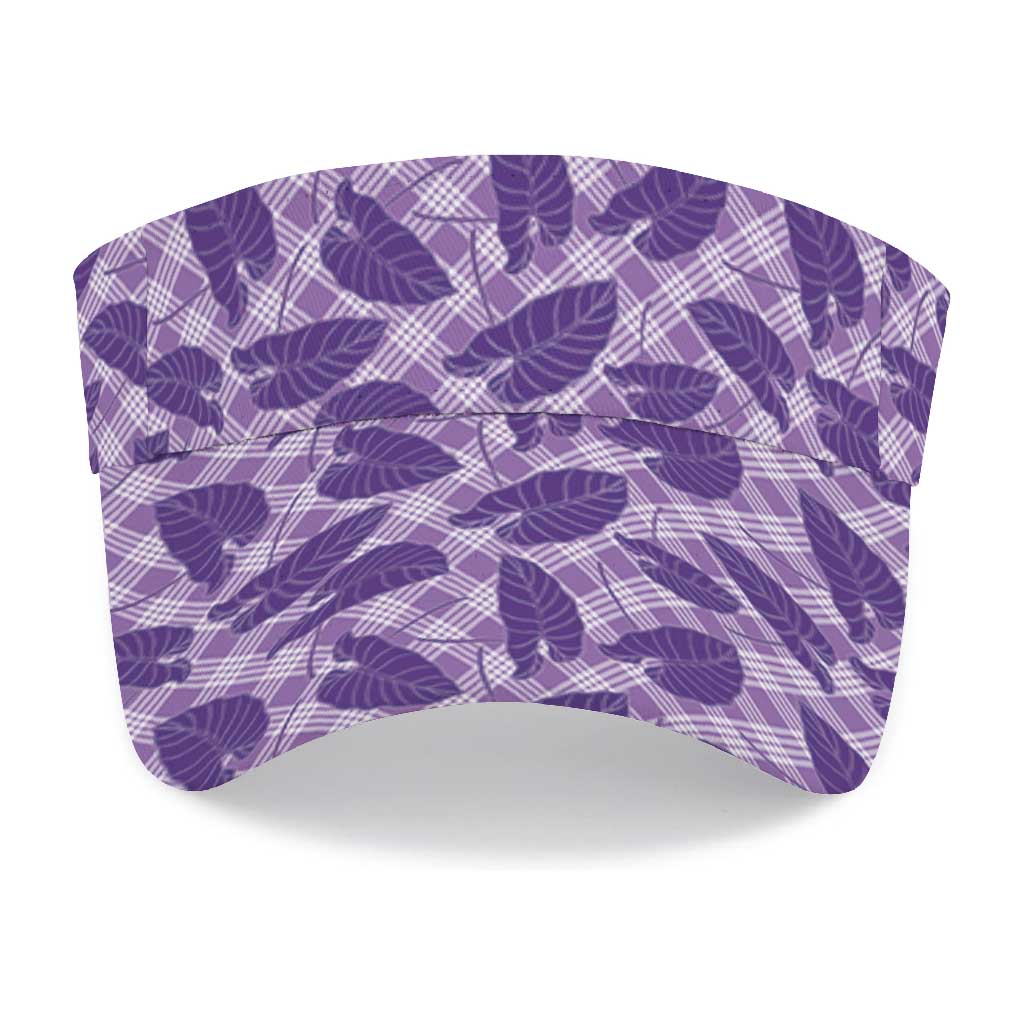 Purple Hawaii Kalo Palaka Motifs Sun Visor Cap Hawaiian Taro Leaves Elegant Vibes LT14 - Polynesian Pride