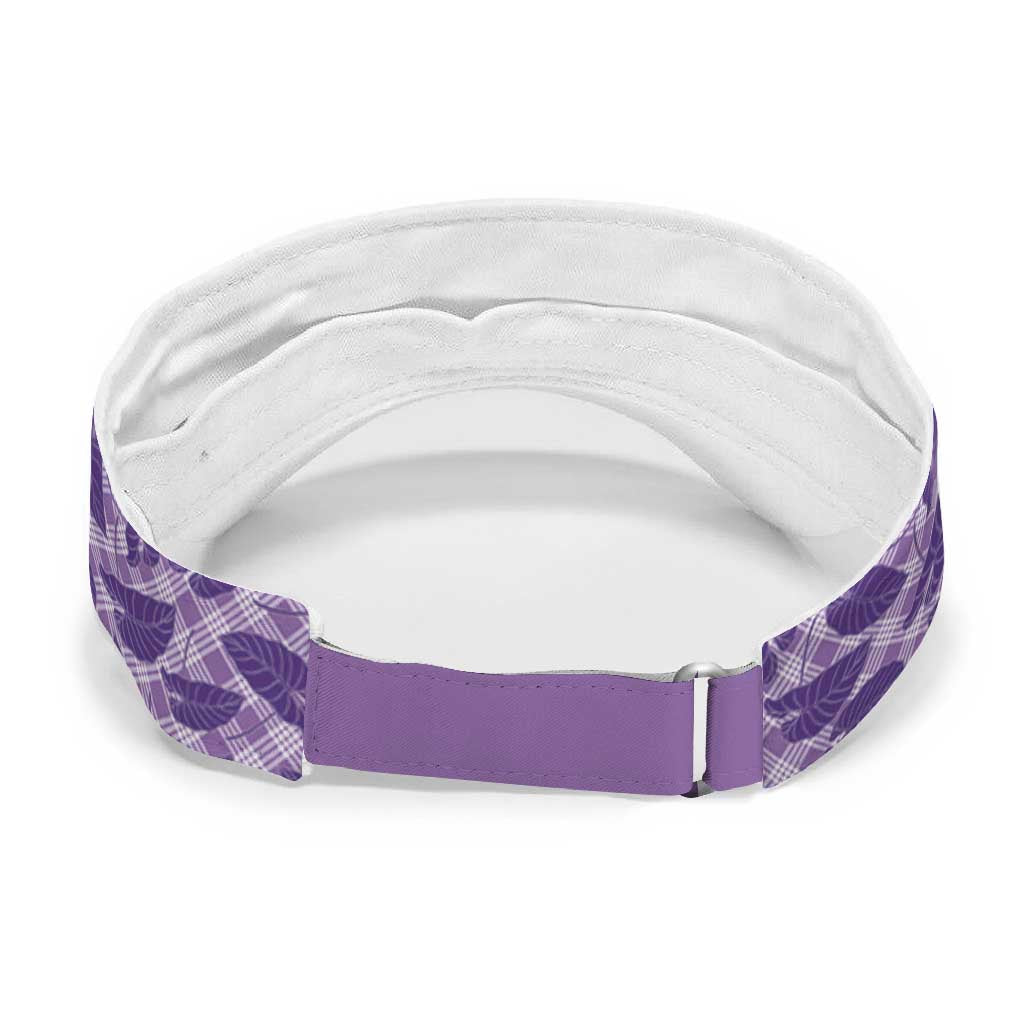 Purple Hawaii Kalo Palaka Motifs Sun Visor Cap Hawaiian Taro Leaves Elegant Vibes LT14 - Polynesian Pride