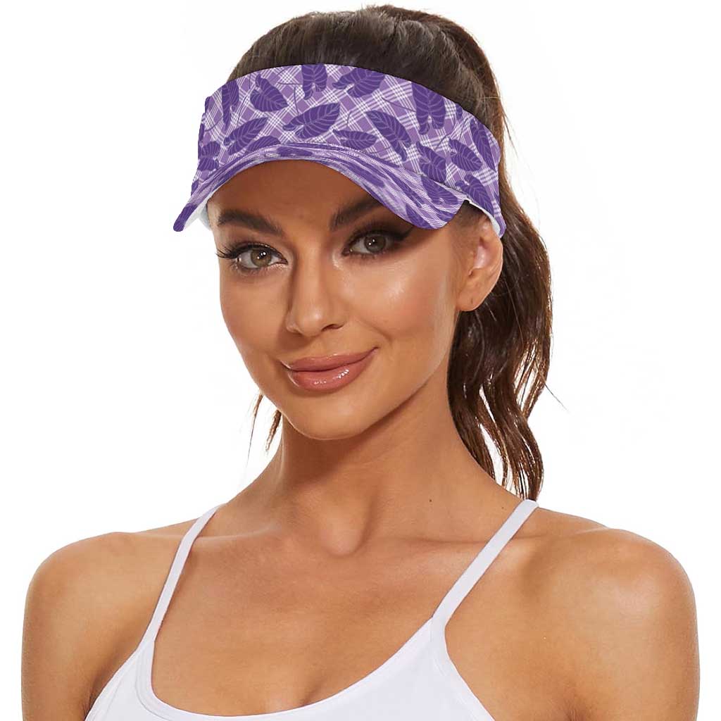 Purple Hawaii Kalo Palaka Motifs Sun Visor Cap Hawaiian Taro Leaves Elegant Vibes LT14 - Polynesian Pride
