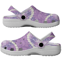 Purple Hawaii Palaka Honohono Pikake Clogs Shoes Hawaiian Orchid Lei Polynesian Pattern - Polynesian Pride
