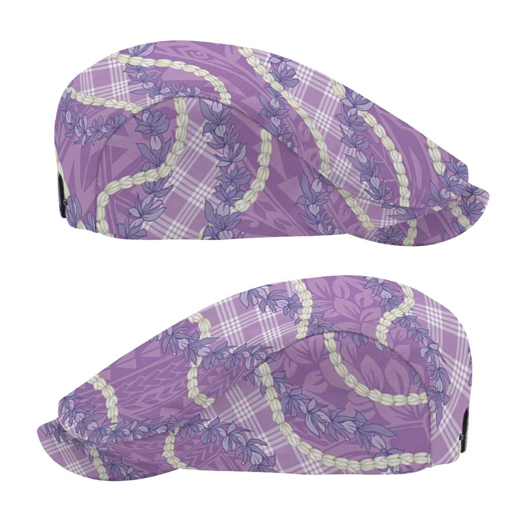 Purple Hawaii Palaka Honohono Pikake Jeff Hat Hawaiian Orchid Lei Polynesian Pattern - Polynesian Pride