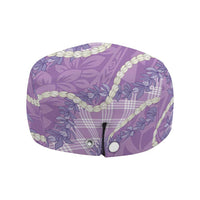 Purple Hawaii Palaka Honohono Pikake Jeff Hat Hawaiian Orchid Lei Polynesian Pattern - Polynesian Pride