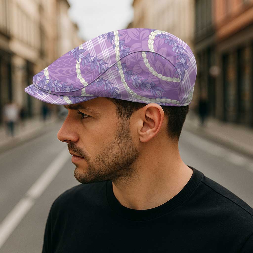 Purple Hawaii Palaka Honohono Pikake Jeff Hat Hawaiian Orchid Lei Polynesian Pattern - Polynesian Pride