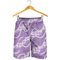Purple Hawaii Palaka Honohono Pikake Shorts for Men Hawaiian Orchid Lei Polynesian Pattern - Polynesian Pride