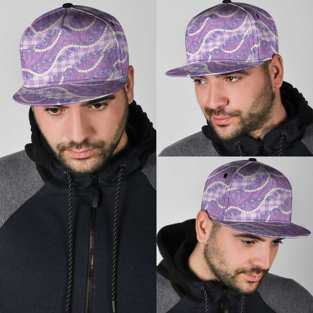 Purple Hawaii Palaka Honohono Pikake Snapback Cap Hawaiian Orchid Lei Polynesian Pattern - Polynesian Pride