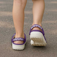 Purple Hawaii Palm Tree Hibiscus Clogs Shoes Fantasy Summer Vibe