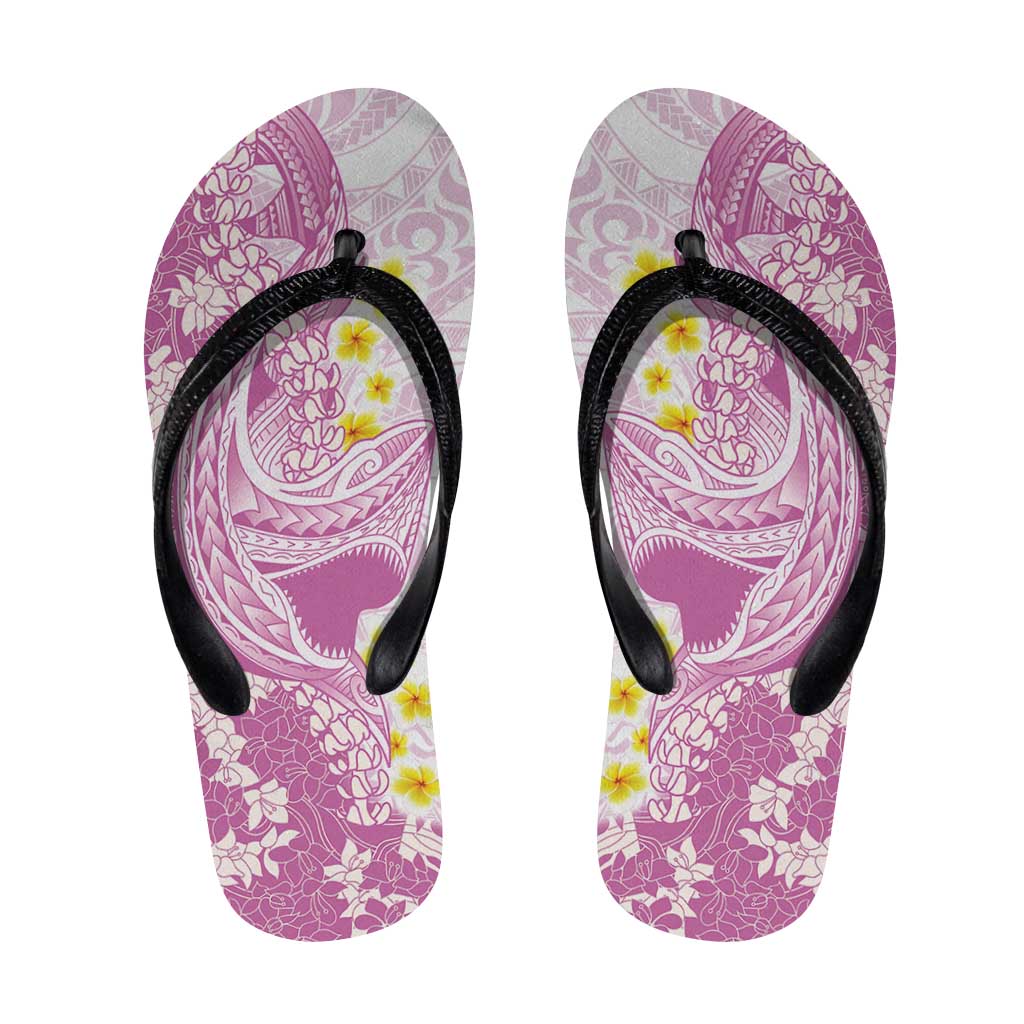 Purple Hawaii Shark Tattoo Flip Flops Puakenikeni Lei Plumeria Polynesian Pattern