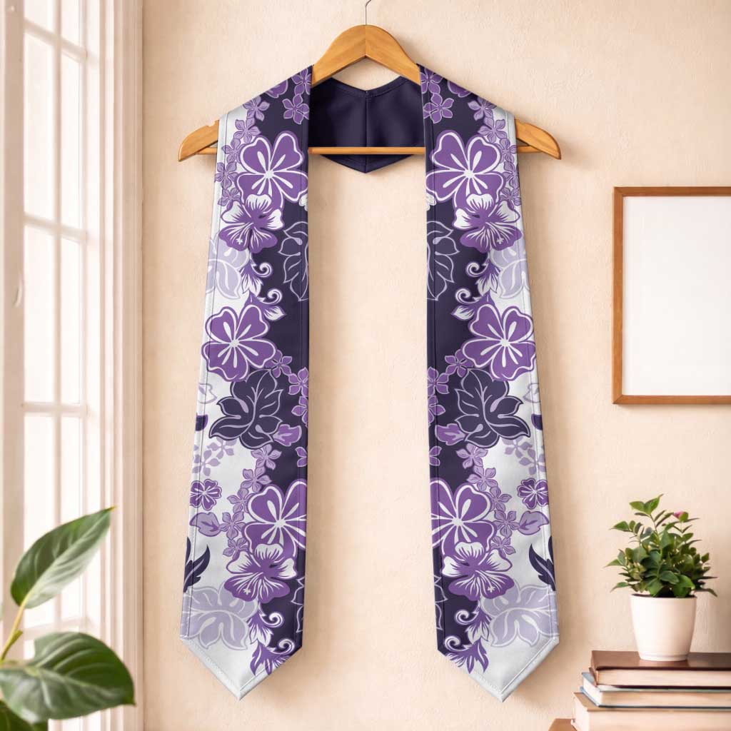 Purple Hibiscus Plumeria Floral Graduation Stole
