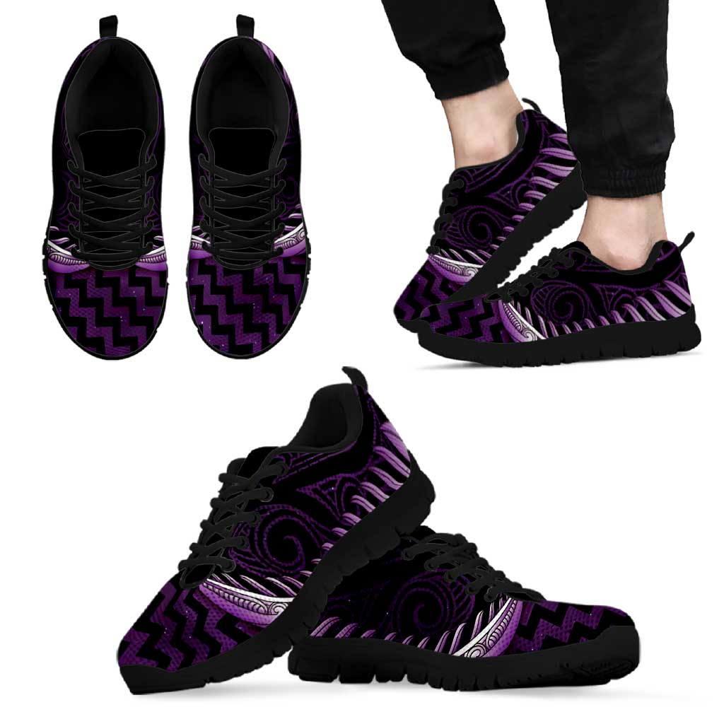 Purple Matariki New Zealand Sneakers Maori Poutama Galaxy Vibes