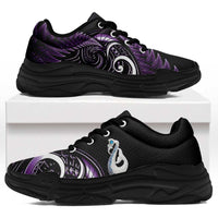Purple New Zealand Chunky Sneakers Aotearoa Silver Fern With Manaia Maori Unique