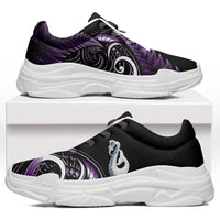 Purple New Zealand Chunky Sneakers Aotearoa Silver Fern With Manaia Maori Unique