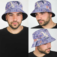 Purple Palaka Crane and Flowers Bucket Hat Japan Heritage Spirit - Polynesian Pride