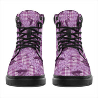 Purple Palaka Hawaii Cowboy All Season Boots Puakenikeni Lei Paniolo Papale Seamless Vibes - Polynesian Pride