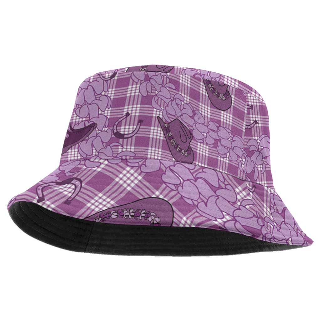Purple Palaka Hawaii Cowboy Bucket Hat Puakenikeni Lei Paniolo Papale Seamless Vibes - Polynesian Pride