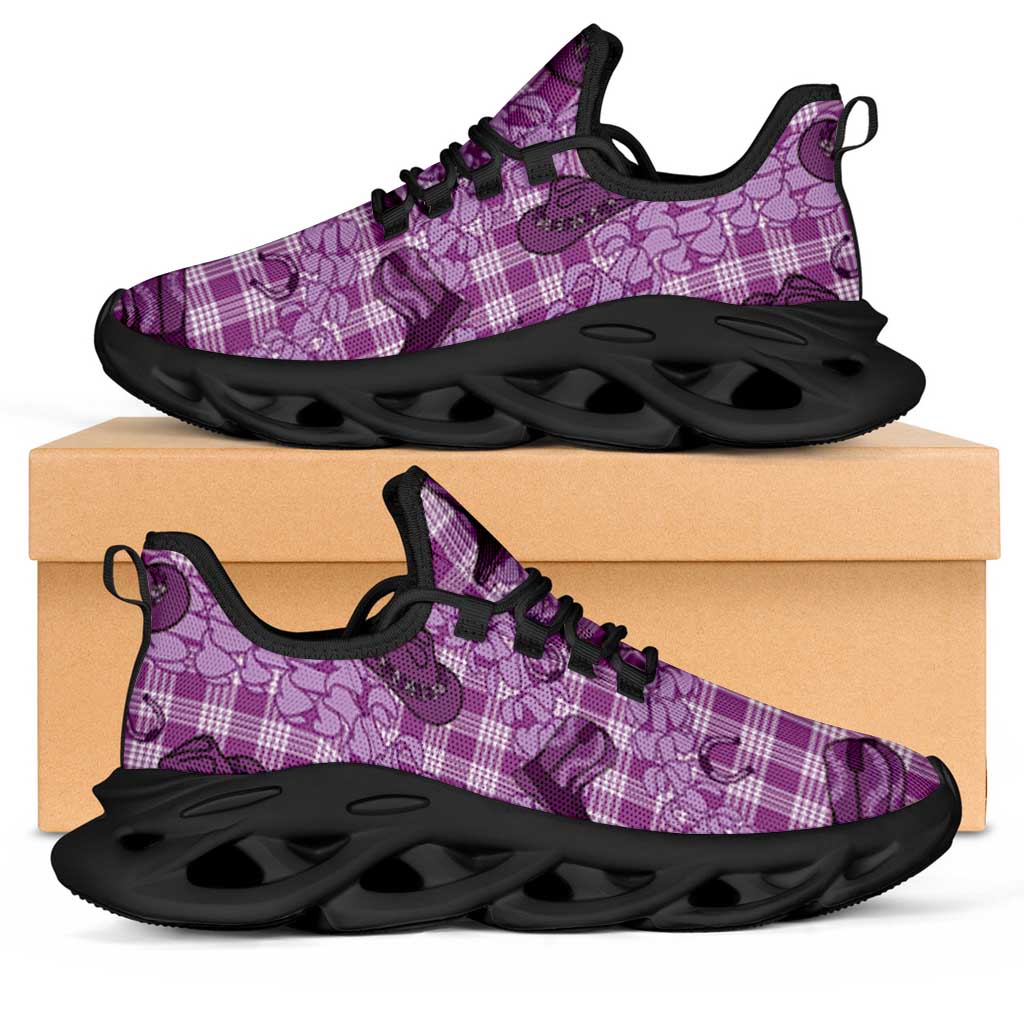 Purple Palaka Hawaii Cowboy Clunky Sneakers Puakenikeni Lei Paniolo Papale Seamless Vibes - Polynesian Pride