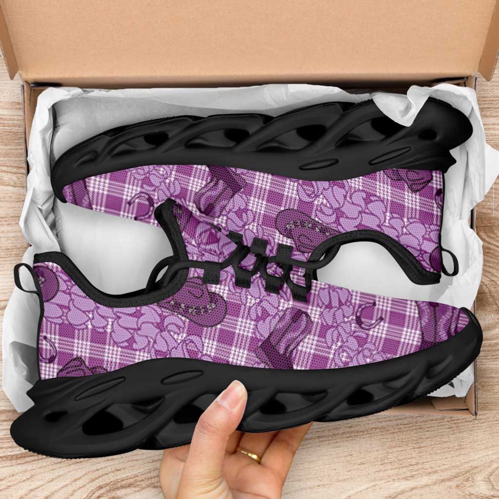 Purple Palaka Hawaii Cowboy Clunky Sneakers Puakenikeni Lei Paniolo Papale Seamless Vibes - Polynesian Pride