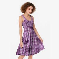 Purple Palaka Hawaii Cowboy Midi Dress Puakenikeni Lei Paniolo Papale Seamless Vibes - Polynesian Pride