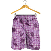Purple Palaka Hawaii Cowboy Shorts for Men Puakenikeni Lei Paniolo Papale Seamless Vibes - Polynesian Pride