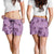 Purple Palaka Hawaii Cowboy Shorts for Women Puakenikeni Lei Paniolo Papale Seamless Vibes - Polynesian Pride