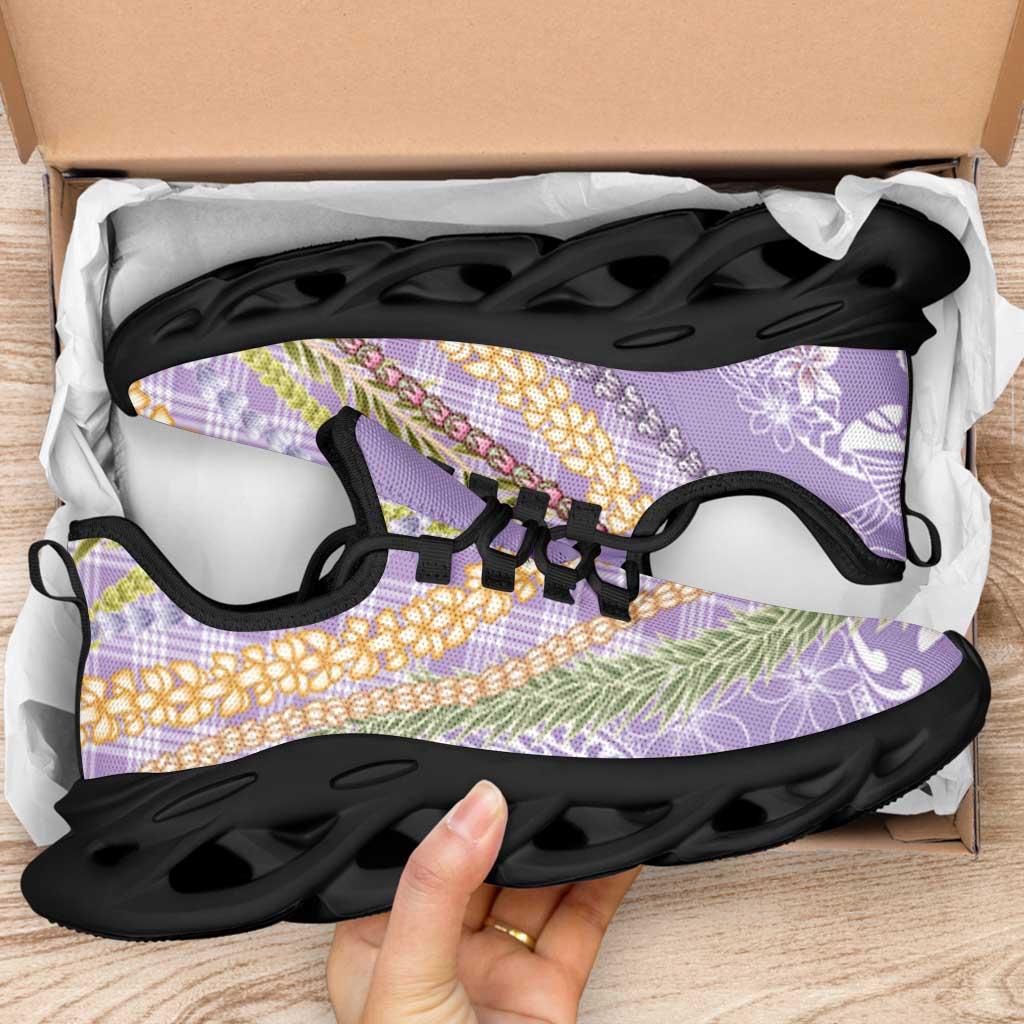 Purple Palaka Hawaii Leis Clunky Sneakers Hawaiian-plaid Elegant Tropical Vibes LT14 - Polynesian Pride