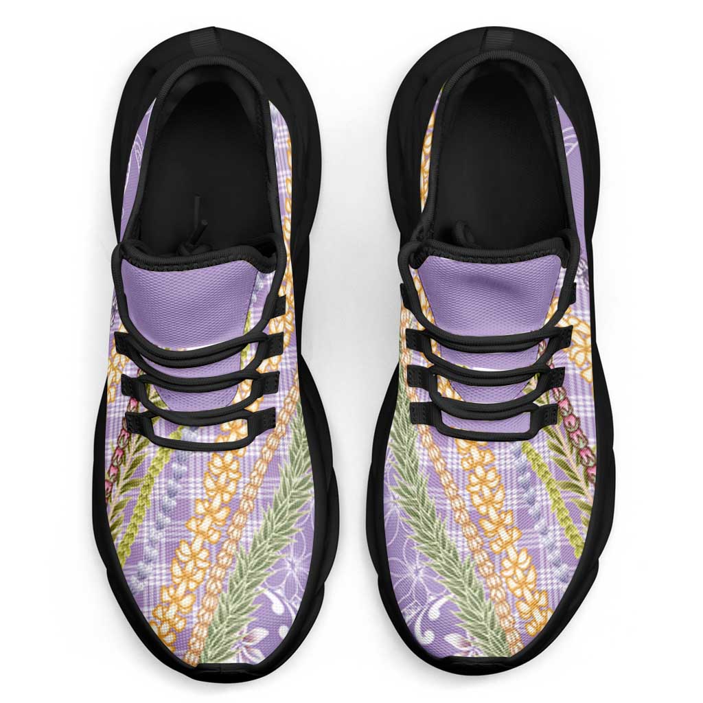 Purple Palaka Hawaii Leis Clunky Sneakers Hawaiian-plaid Elegant Tropical Vibes LT14 - Polynesian Pride