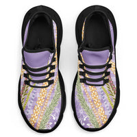 Purple Palaka Hawaii Leis Clunky Sneakers Hawaiian-plaid Elegant Tropical Vibes LT14 - Polynesian Pride